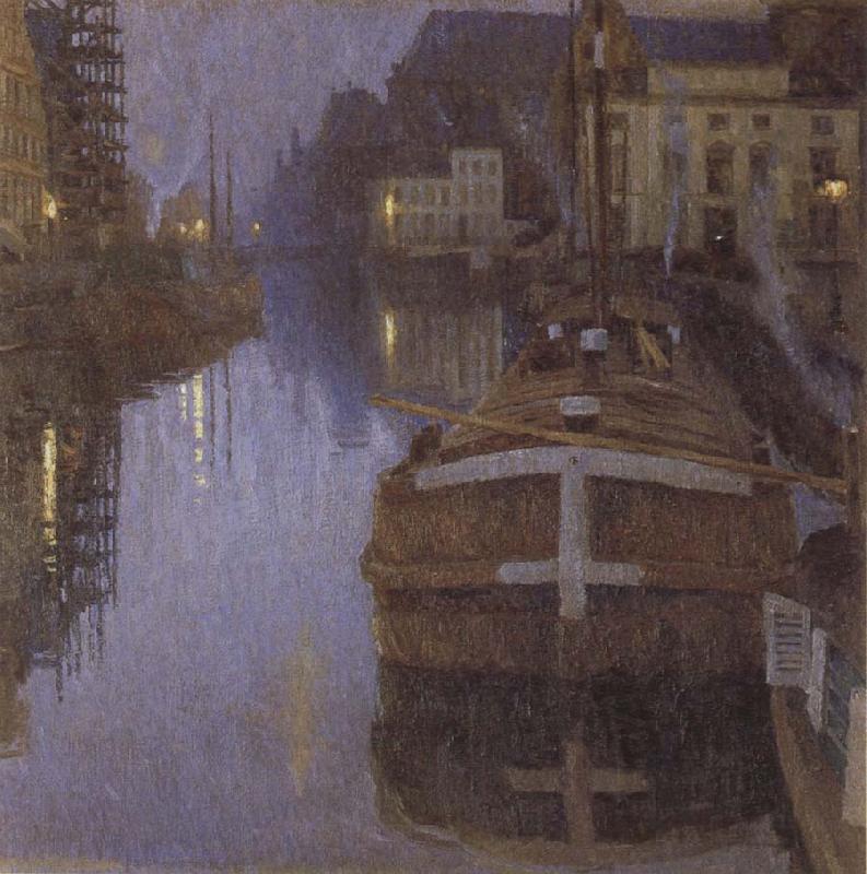 Albert Baertsoen Ghent,Evening oil painting picture